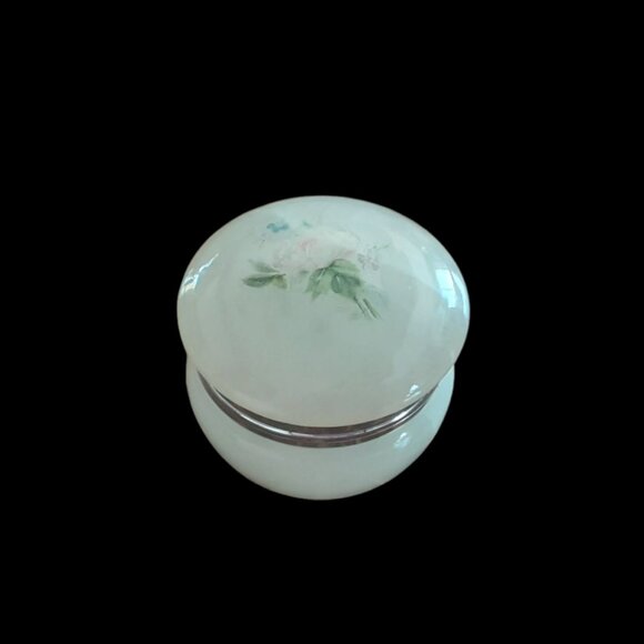 Other - Vintage Alabaster Round Hinged Trinket Jewelry Pill Box. Italy